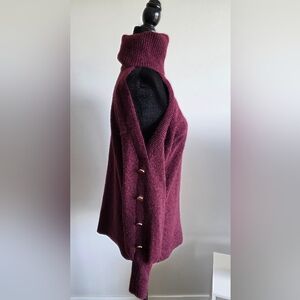 INC International Concepts Womens Cold Shoulder Turtleneck Sweater Wine color